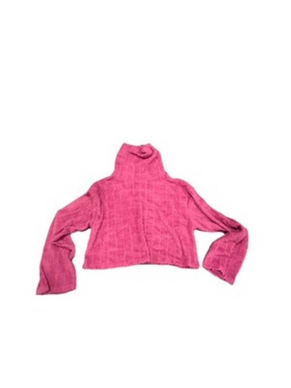 ACOA Women’s Small Fuzzy Turtleneck Sweater Pink Cropped Pullover